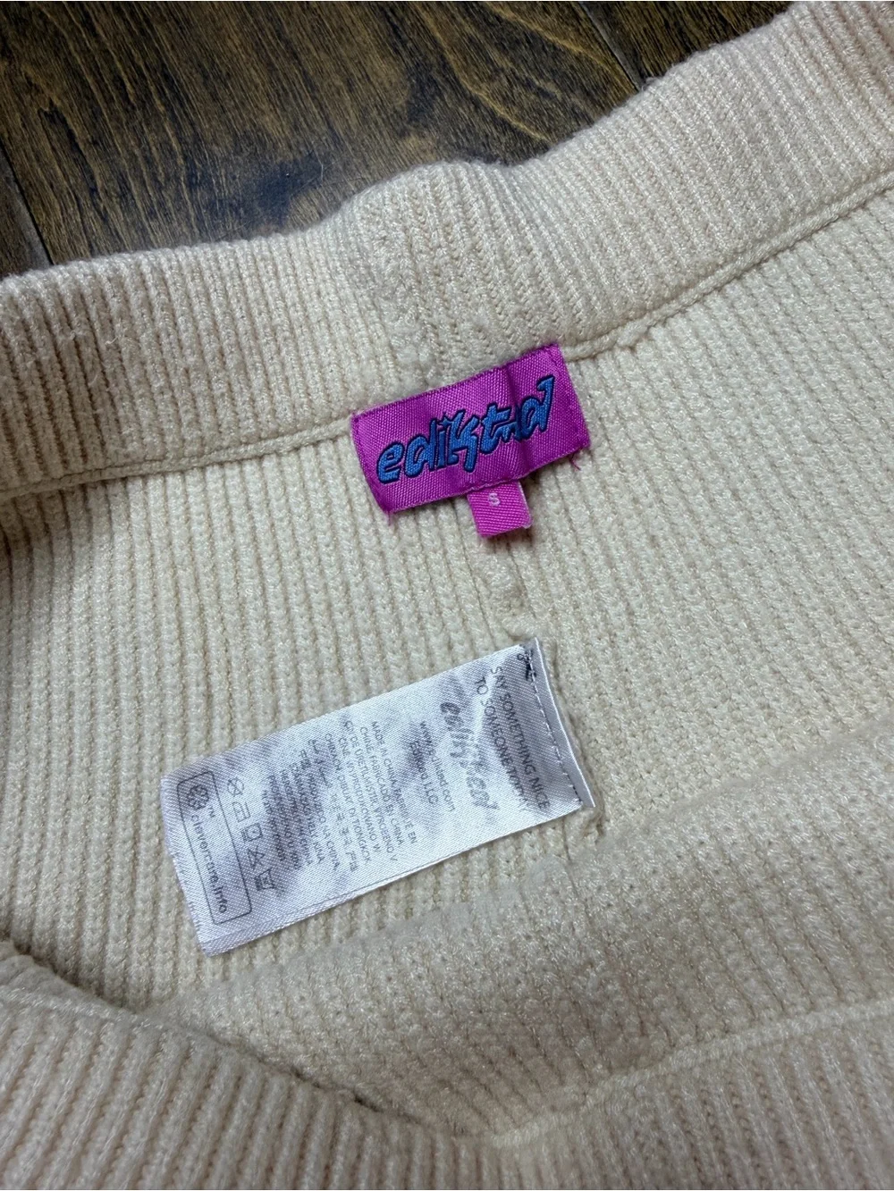 Edikted Cream Waffle Knit Cargo Lounge Pants Size Small